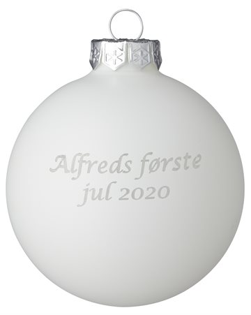 Hvid mat julekugle med navnegravering